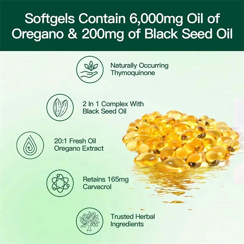 Oil of Oregano with Black Seed Oil Softgels