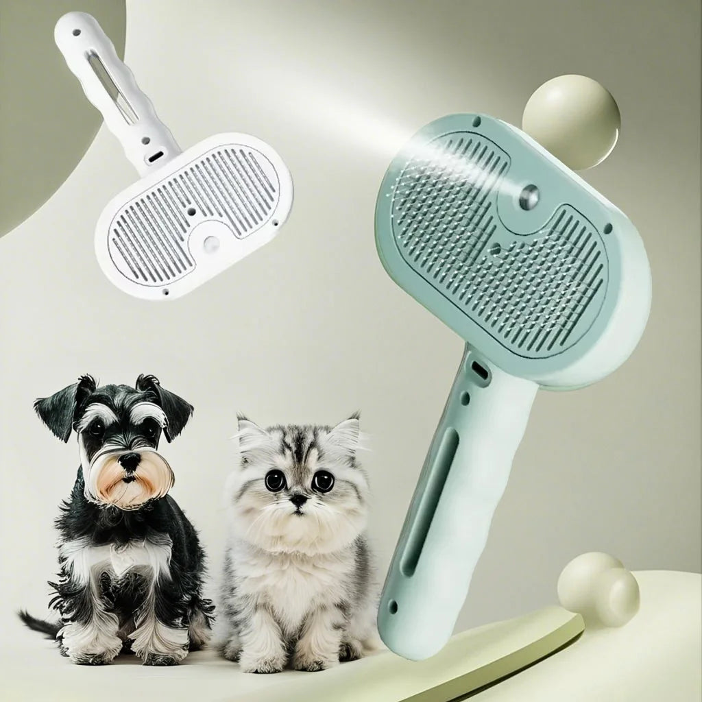 Pet Grooming Brush with Electronic Mist Spray