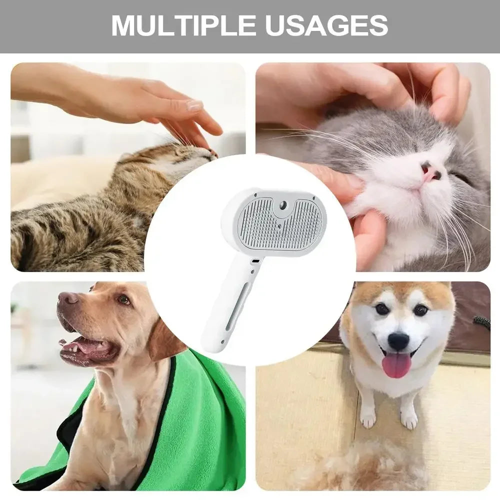 Pet Grooming Brush with Electronic Mist Spray